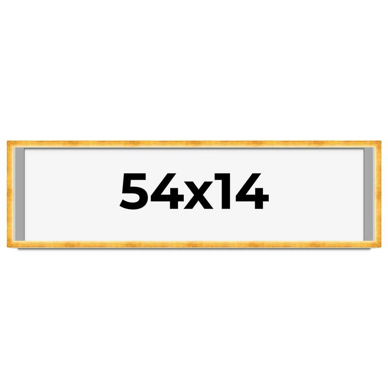 54x14 Shadow Box Frame Gold | 1.625 Inches Deep Real Wood Traditional