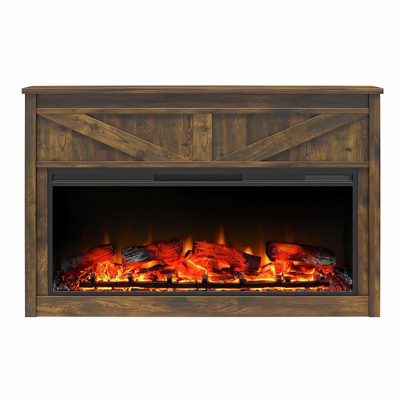 Avenue Greene Becken Ridge Wide Modern Farmhouse Mantel with Electric Fireplace