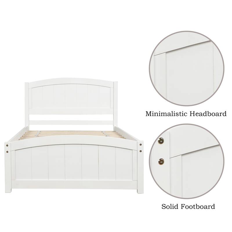 Elegant Twin Bed Frame - Sturdy Pine Wood Platform Bed with Slat Support