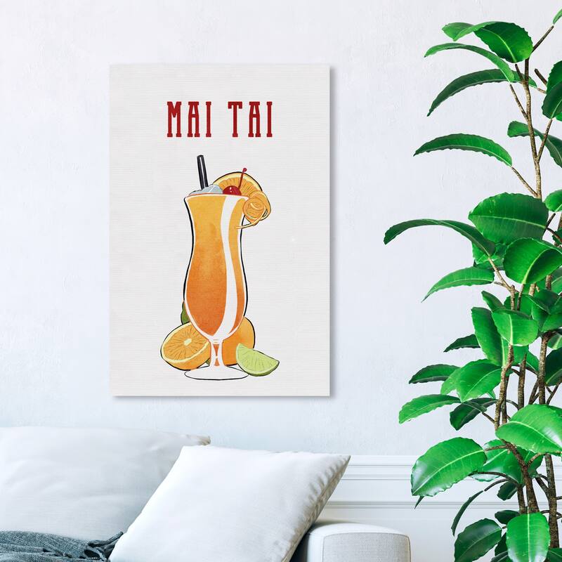 Wynwood Studio 'Mai Tai Cocktail' Drinks and Spirits Wall Art Canvas Print Cocktails - Orange, White - 24 x 36