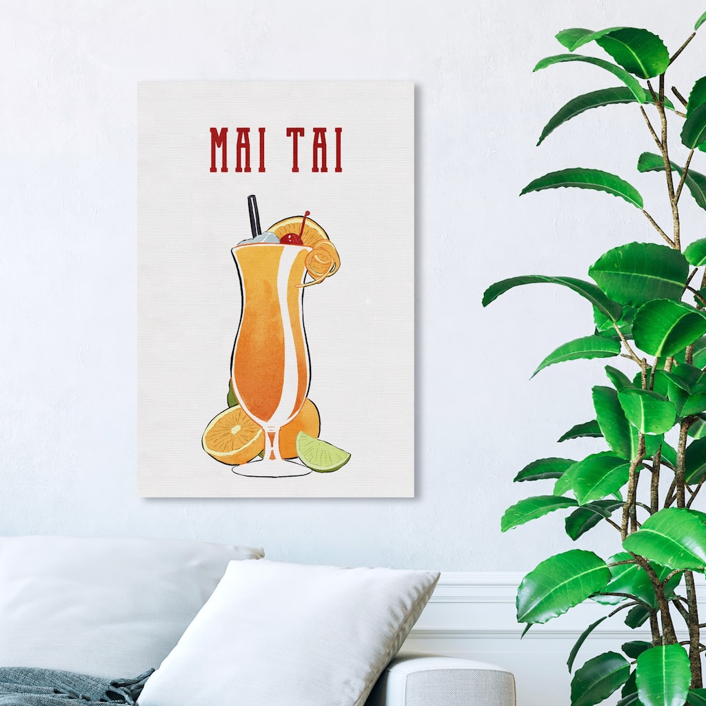 Wynwood Studio 'Mai Tai Cocktail' Drinks and Spirits Wall Art Canvas Print Cocktails - Orange, White