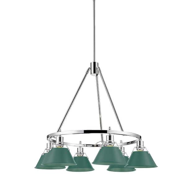 slide 2 of 2, Golden Lighting 3606-6 CH Orwell 6 Light 29" Wide Chandelier Chrome / Pine Green Shades