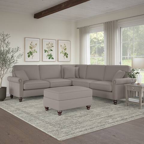 Coventry 99W L Shaped Sectional Couch with Ottoman by Bush Furniture