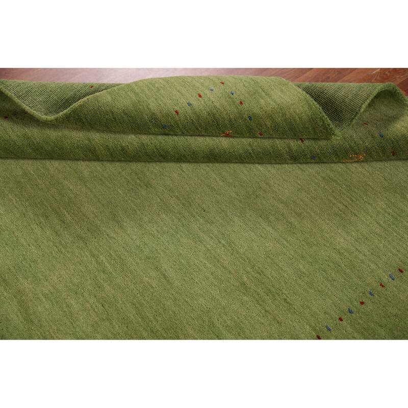 Hand Knotted Oriental 100% Wool Carpet Tribal Animal Pictorial Green Gabbeh Area Rug - 7' 6'' X 5' 3''