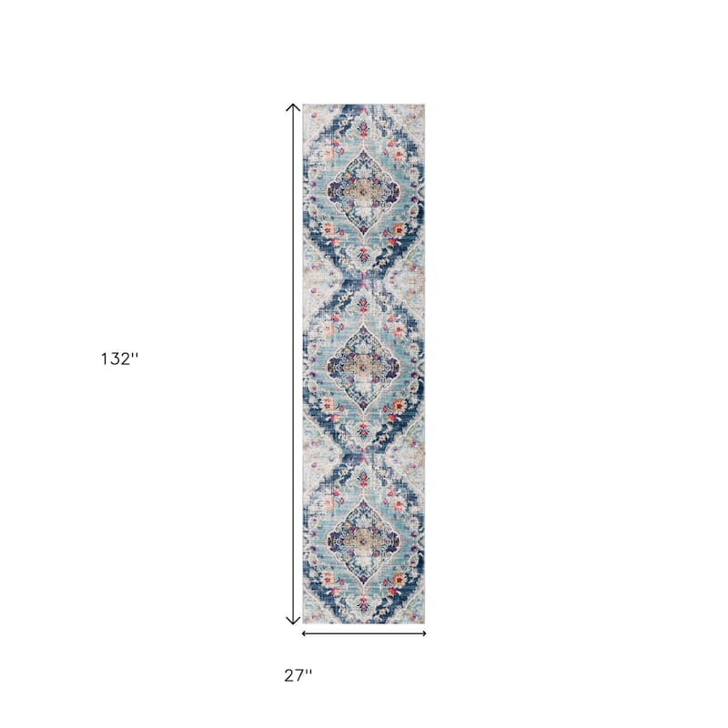 HomeRoots Oriental Transitional Runner Area Rug - 132 in. x 27 in. x 0.4 in.