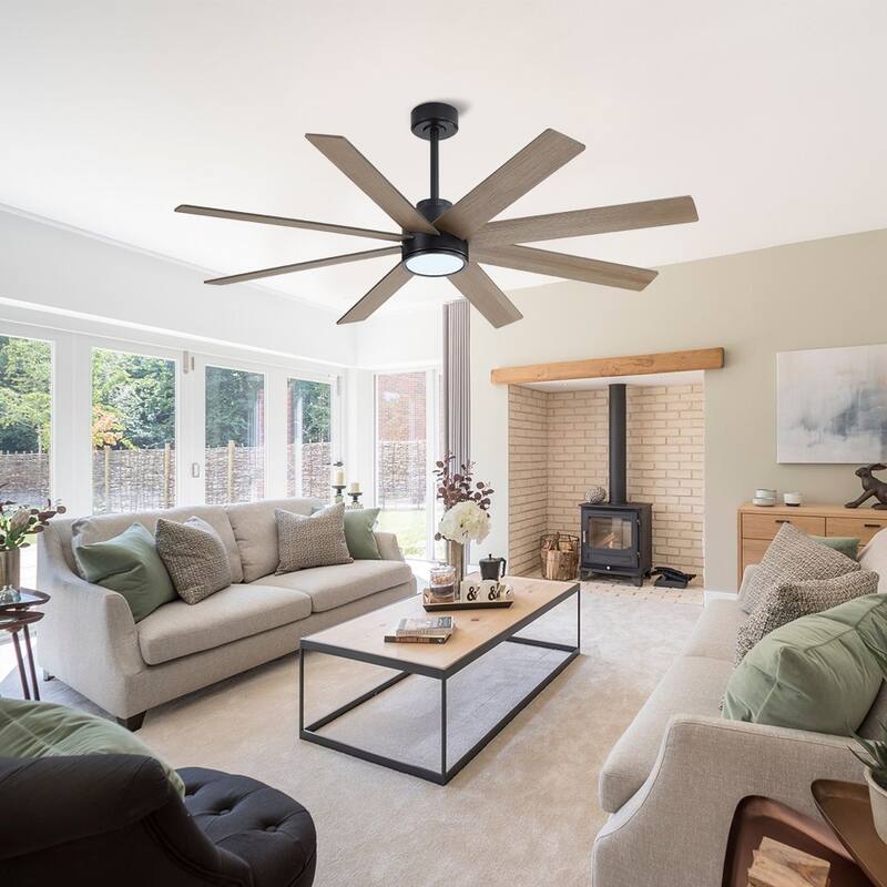MLiAN 60 in. 8-Plywood Blades Indoor LED Ceiling Fan With Remote... - Black/Light Wood Grain