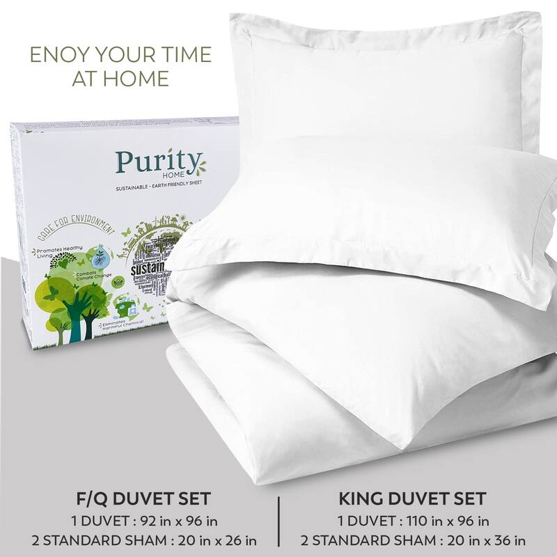Purity Home Percale 3 Piece Duvet Cover Set