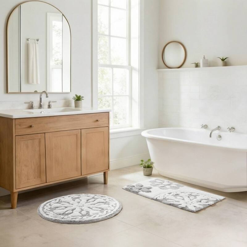 1 Piece 20x30" Medallion Cotton Tufted Bath Rug