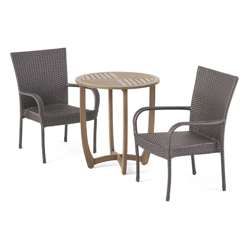 Camden Outdoor 3 Piece Wicker Bistro Set by Christopher Knight Home