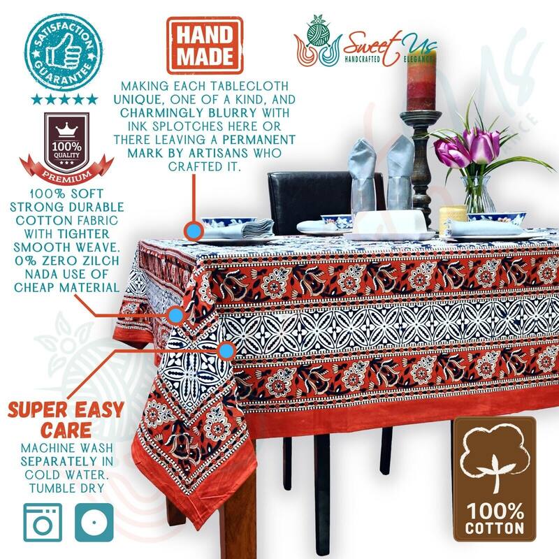 Cotton Floral Tablecloth for Rectangle Tables
