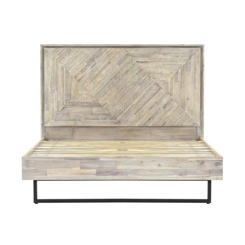 King Size Platform Bed Frame - Natural Acacia Wood Bed - Modern Bedroom Furniture