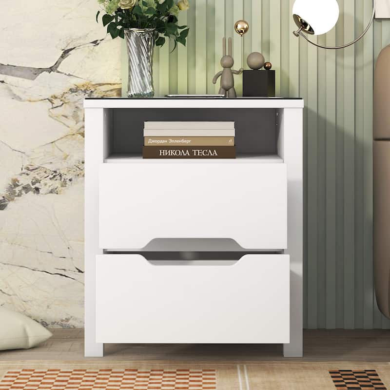 Multifunctional Storage Nightstand,Wireless Charging