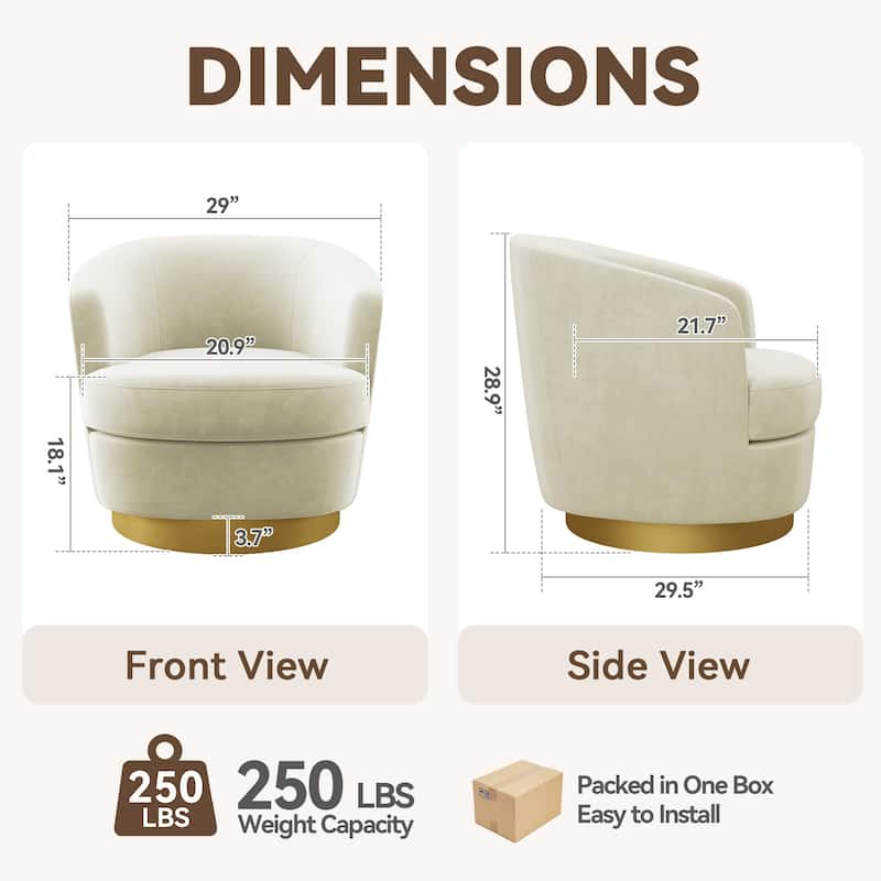 360 Degree Velvet Swivel Club Chair, Soft & Comfotable