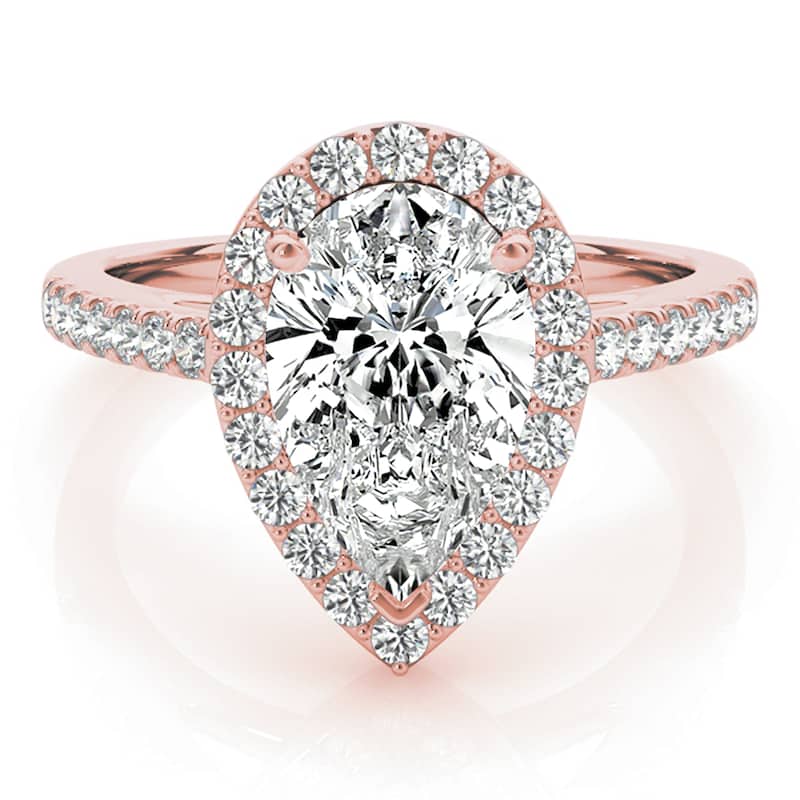 Auriya 14k Rose Gold Lab Grown Pear Diamond Halo Engagement Ring 0.50 to 5.00 ct. tw. (F-G VS)