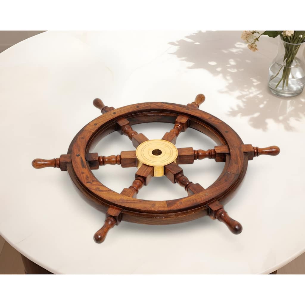 HomeRoots 24" X 24" X 2" Ship Wheel - 24' X '2' X '24