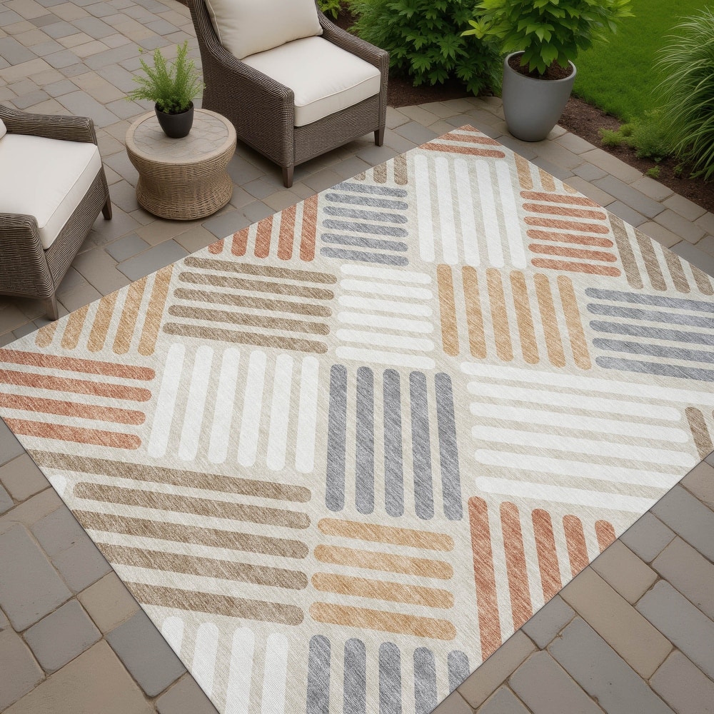 Machine Washable Indoor/ Outdoor Modern Weave Chantille Rug