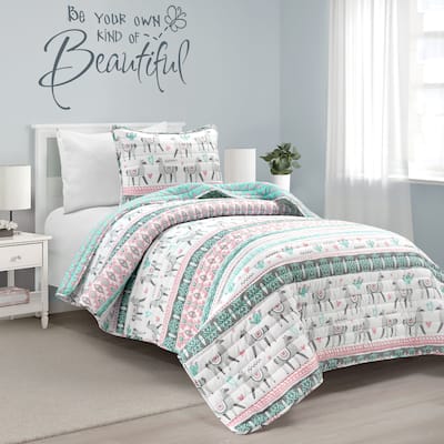 Lush Decor Boho Llama Reversible Oversized Quilt Set