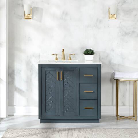 Altair Gazsi Bathroom Vanity with Composite Stone Countertop without Mirror