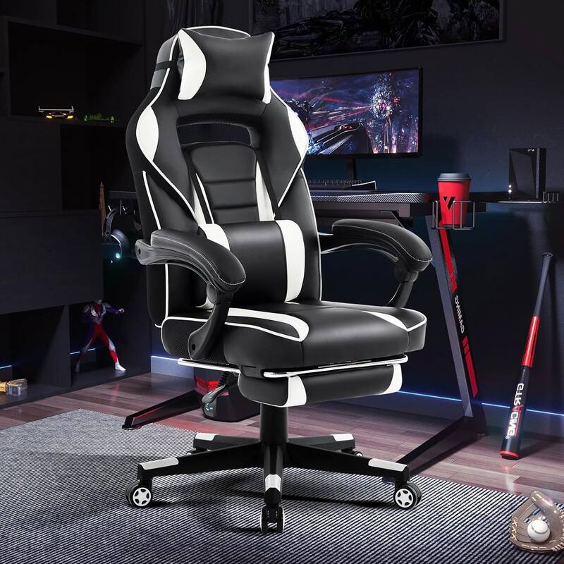 Office Gaming Chair with Footrest Adjustable Headrest for Gaming Working Relaxing - Multi