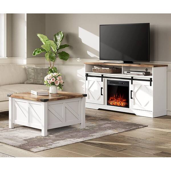 WAMPAT Fireplace TV Stand and Coffee Table Set of 2 - On Sale - Bed ...