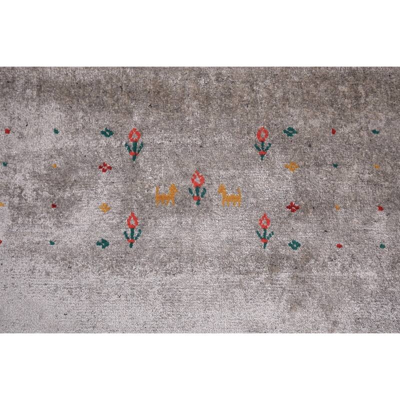 Tribal Gabbeh Indian Area Rug Silk Carpet - 9'0" X 11'7"