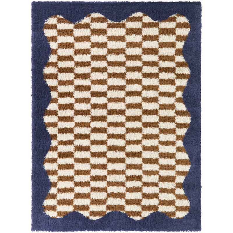 Candelaria Checkered Scallop Border Area Rug