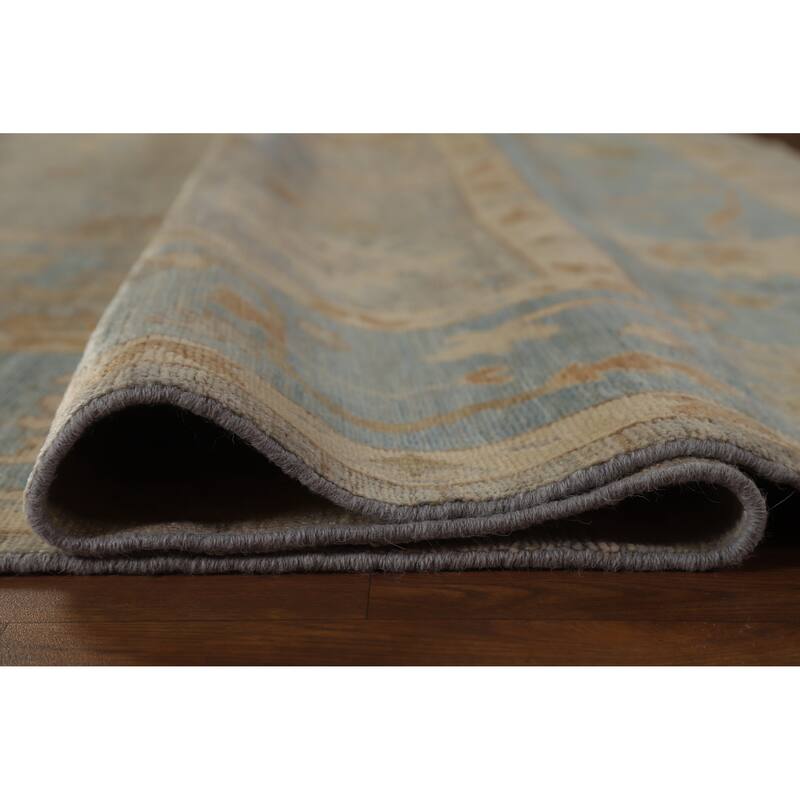 Hand Knotted Oriental 100% Wool Carpet Transitional All-Over Greys & Charcoal Oushak Area Rug - 9' 7'' X 8' 7''
