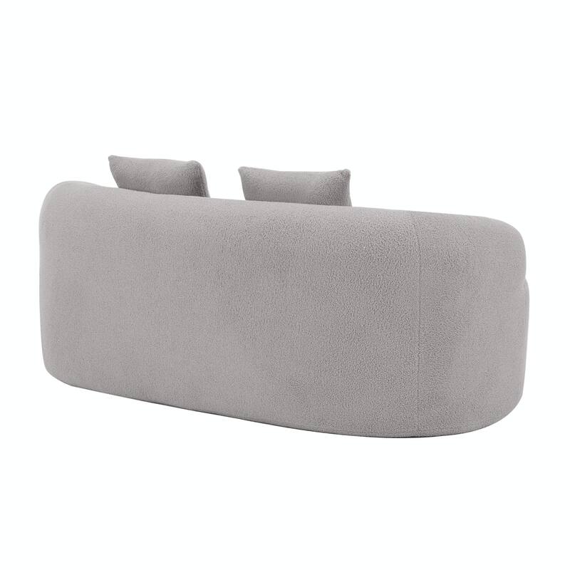 Curved Loveseat Sofa with Round Armrests - Compression Couch with 2 Pillows