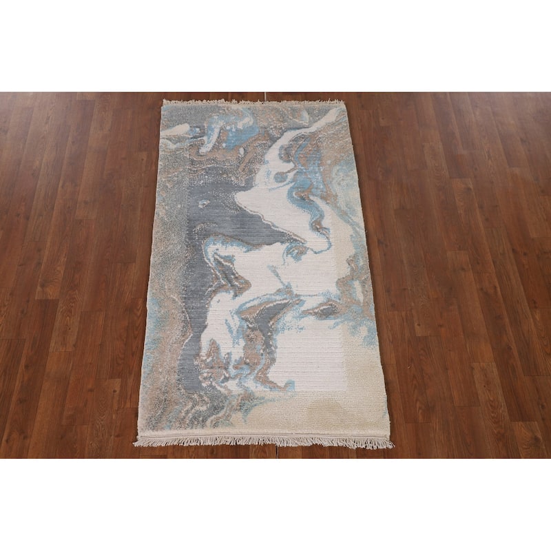 Modern Accent Rug Handmade Indian Wool Carpet - 2'8"x 4'9"