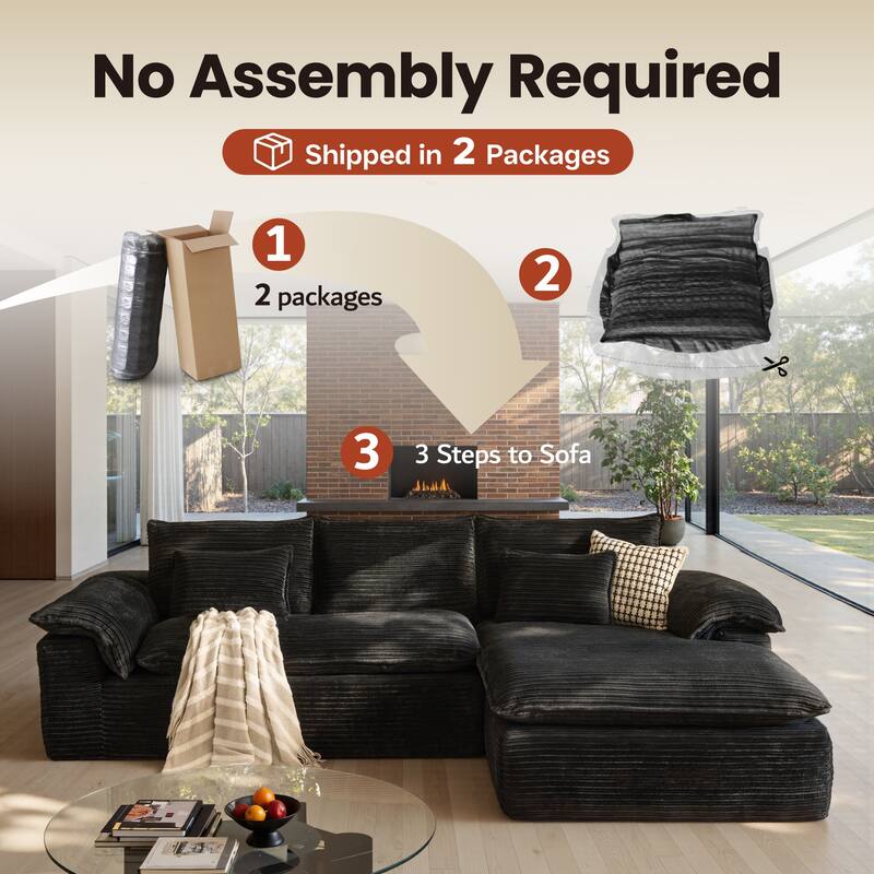 OVIOS L-Shaped Sofa with Dual-Tone Stripe Fabric​