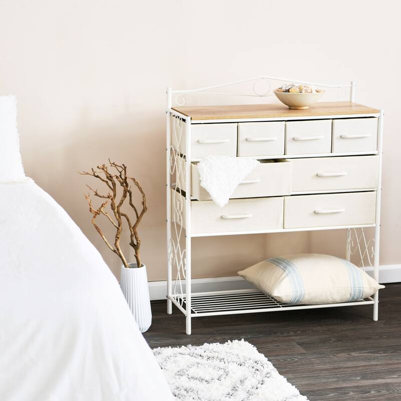Household Essentials Victoria Dresser Table Storage Organizer with 8 Drawers and Shoe Shelf