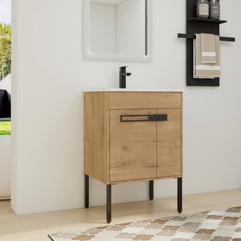 ARTCHIRLY 24/30/36 Inch Bathroom Vanity with Sink, Floating or Freestanding Bathroom Vanity with Soft Close Door and Shelf