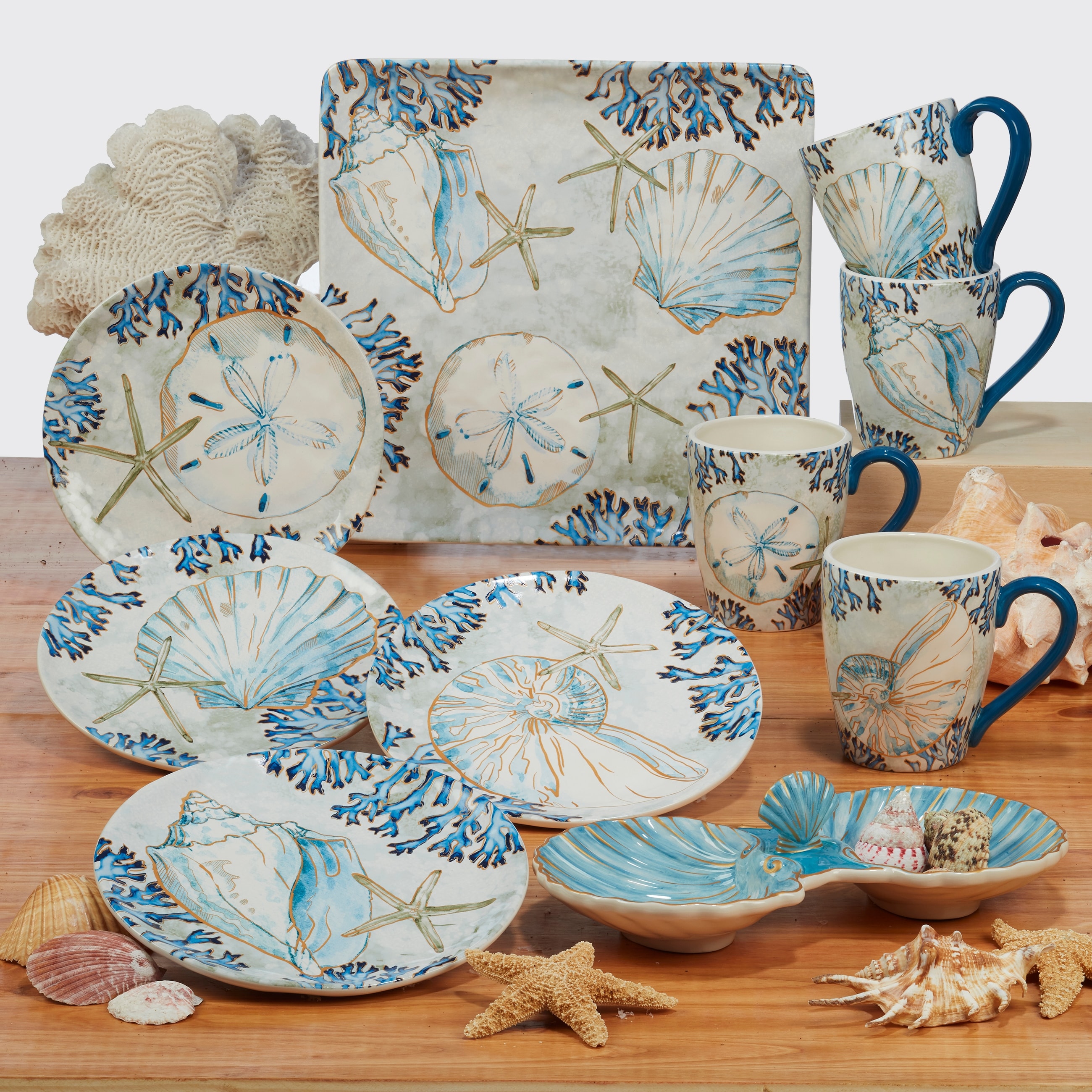 Beach Themed Dinnerware Sets Coastal Melamine Plates Dinner Set
