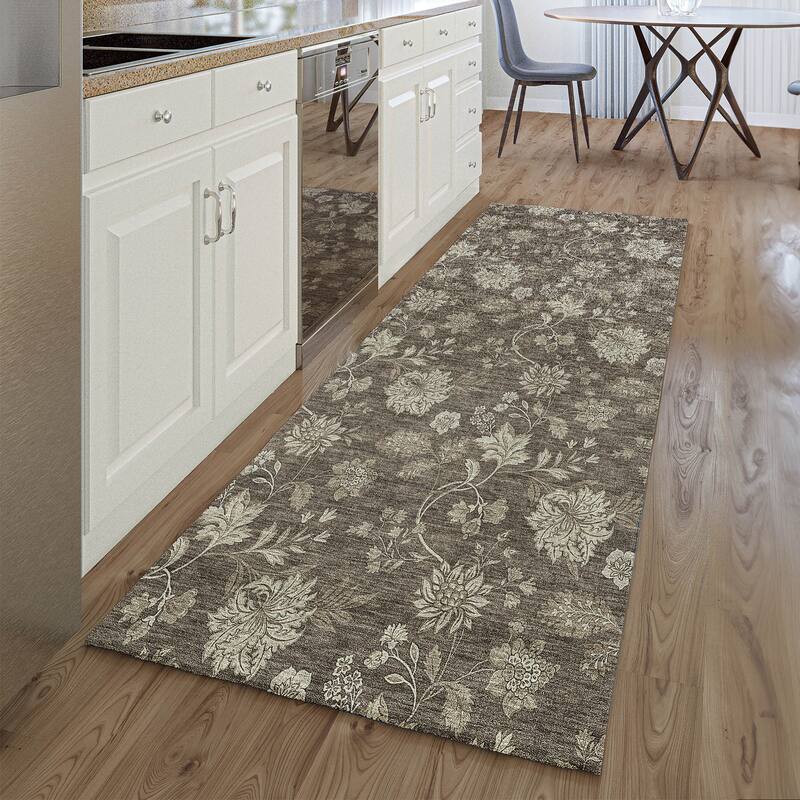 Premium Washable Super Soft Floral Borderless Mayfield Rug - Chocolate - 2' 3" x 7' 6" - Runner