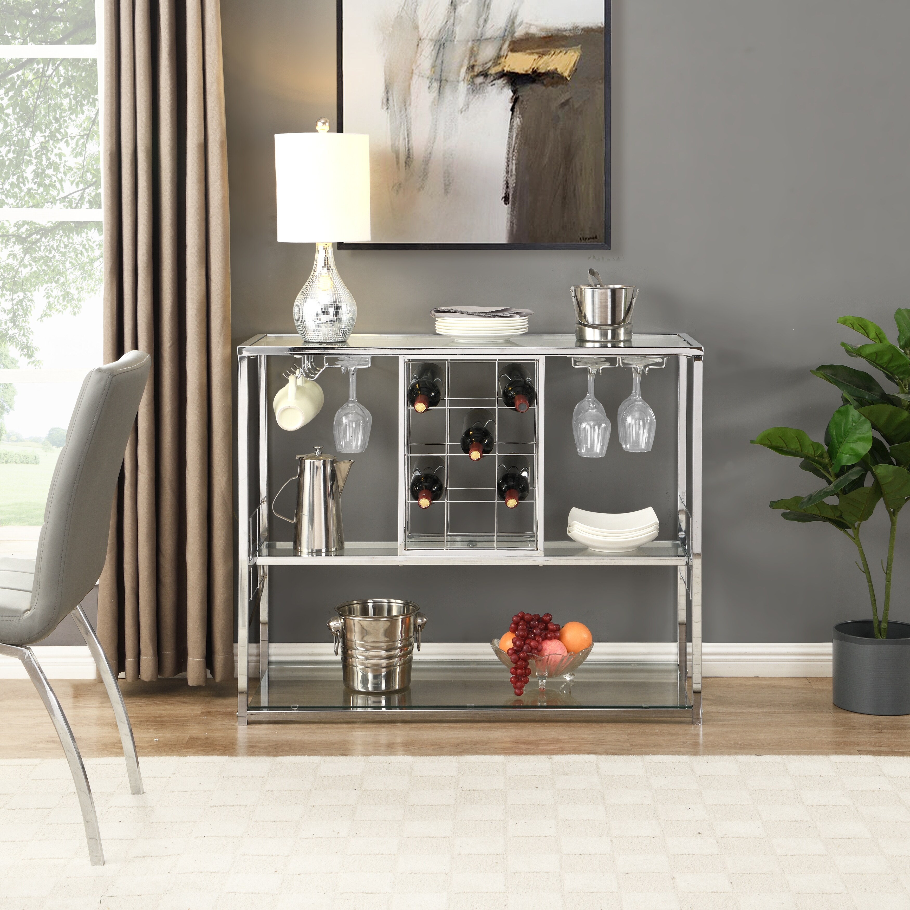 Bar cart glass rack sales