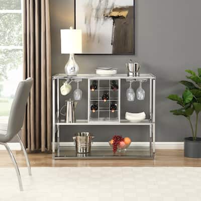3-Tier Kitchen Bar Cart with Glass Holder and Wine Rack