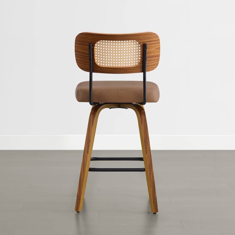 Spruce & Spring 26" Swivel Bar Stool with Bentwood Back or PE Rattan Back