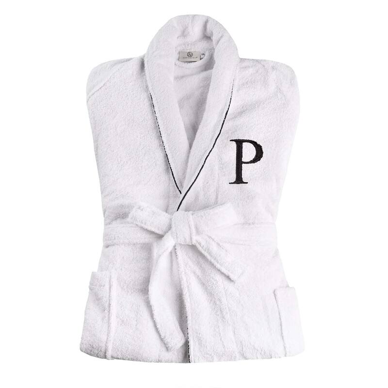 Superior 100% Cotton Embroidered Adult Unisex Luxury Bathrobe - Small-Medium - Letter P