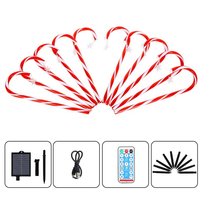 Set of 10 Christmas Candy Canes Lights Indoor Outdoor