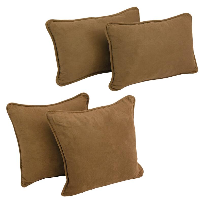 Blazing Needles Delaney Microsuede Throw Pillow Set (Set of 4) - Saddle Brown