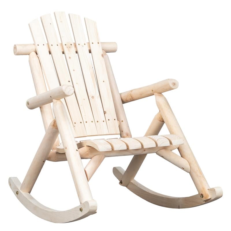 Karlhome Outdoor Fir Rocking Chair, Wood Rustic Adirondack Chair