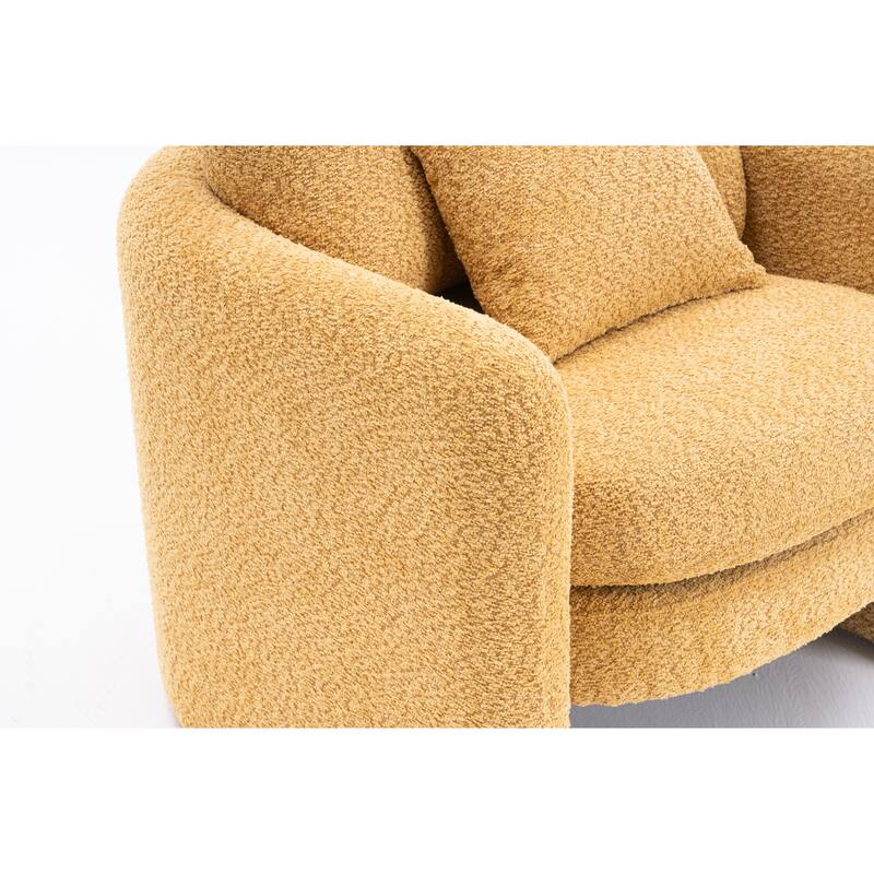Chenille Round Corner Accent Chairs with Ergonomic Support and Tool-Free Assembly