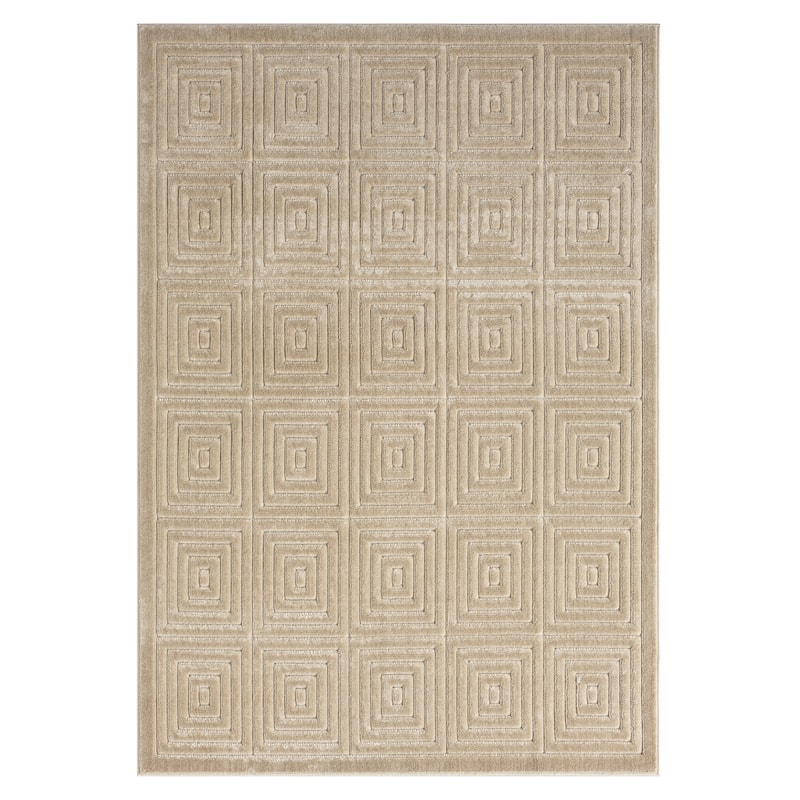 Sevita Modern Geometric Indoor/Outdoor Area Rug - 5' x 7' - Beige