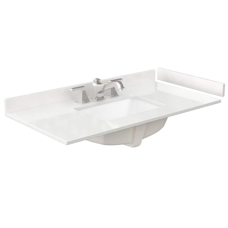 Wyndham Collection WCFQC342STOPUNS-Q 42" Quartz Vanity Top with - White Quartz - Painted