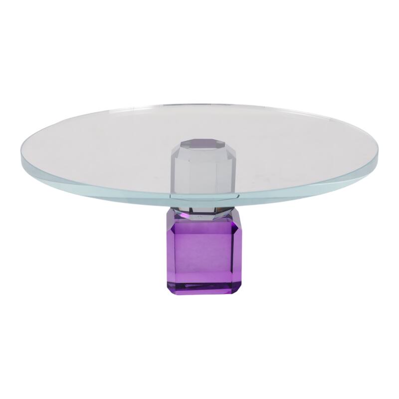 Glass Crystal Tray with Pedestal Base for Home Decor - 4" Clear - 9" x 9" x 4" - Clear - 9" x 9" x 4"