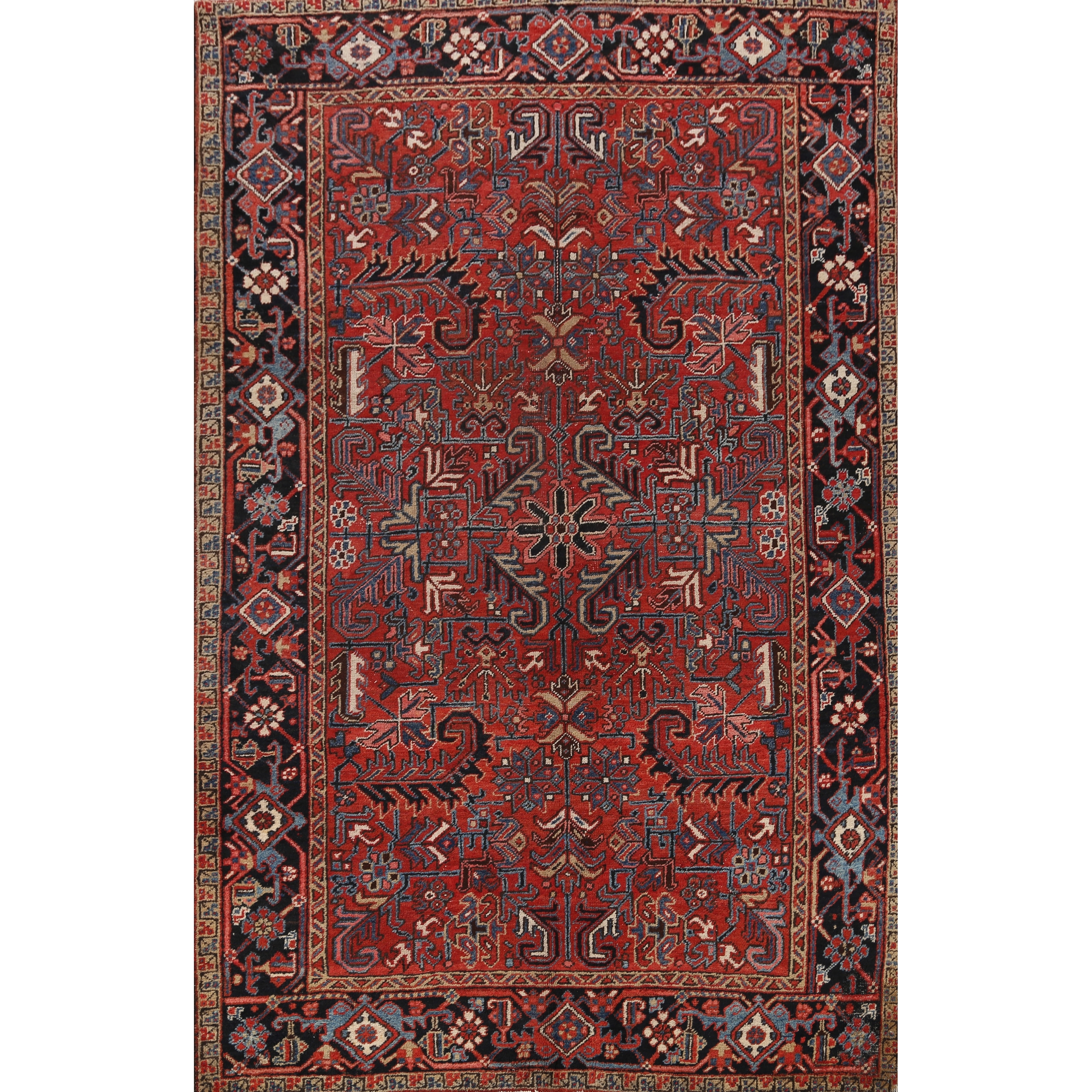 Geometric Heriz Persian Traditional Dining Room Area Rug Wool Handmade - 6'9