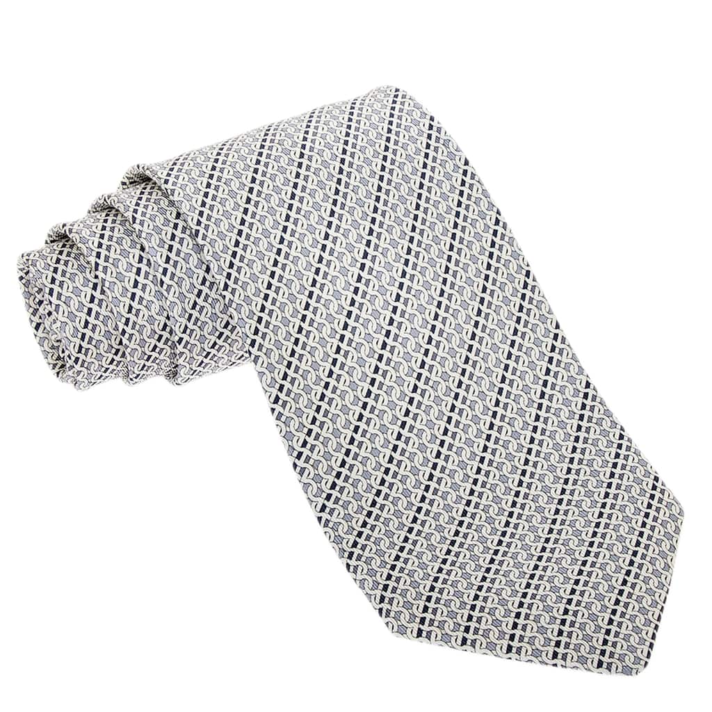 Ferragamo Woven and Striped Print Silk Tie