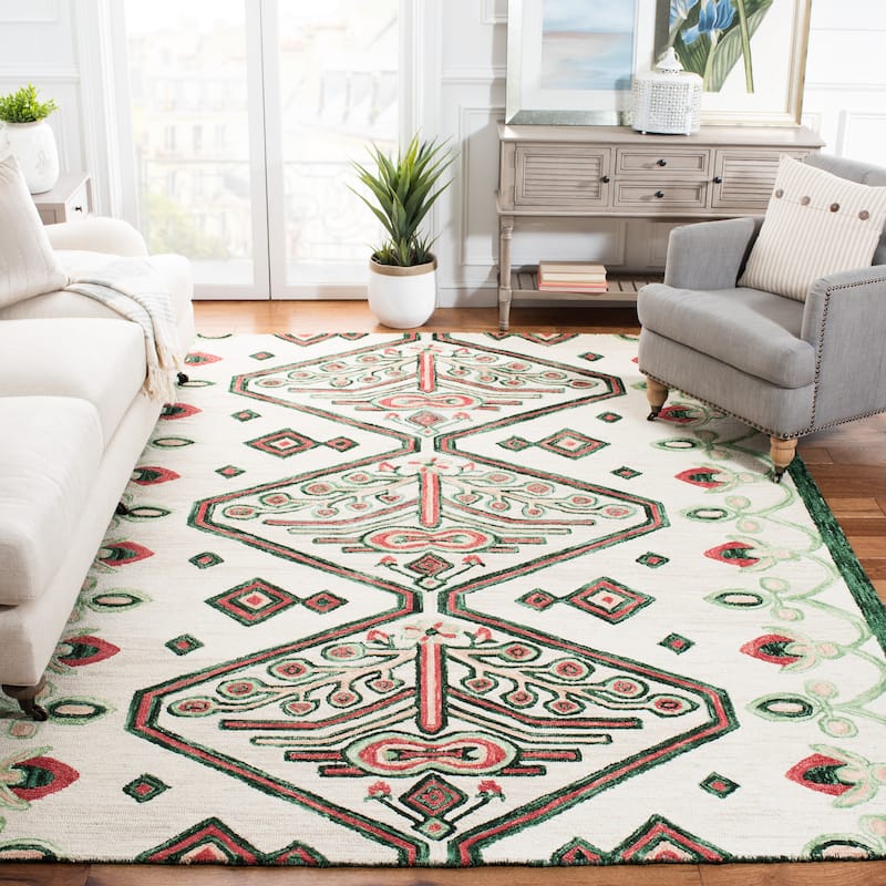 SAFAVIEH Handmade Aspen Giuseppina Boho Tribal Wool Rug - 5' x 8' - Ivory/Green