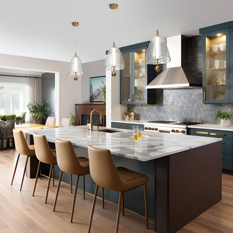 Modern Gold 1-Light LED Pendant with Clear Shell Resin Shades