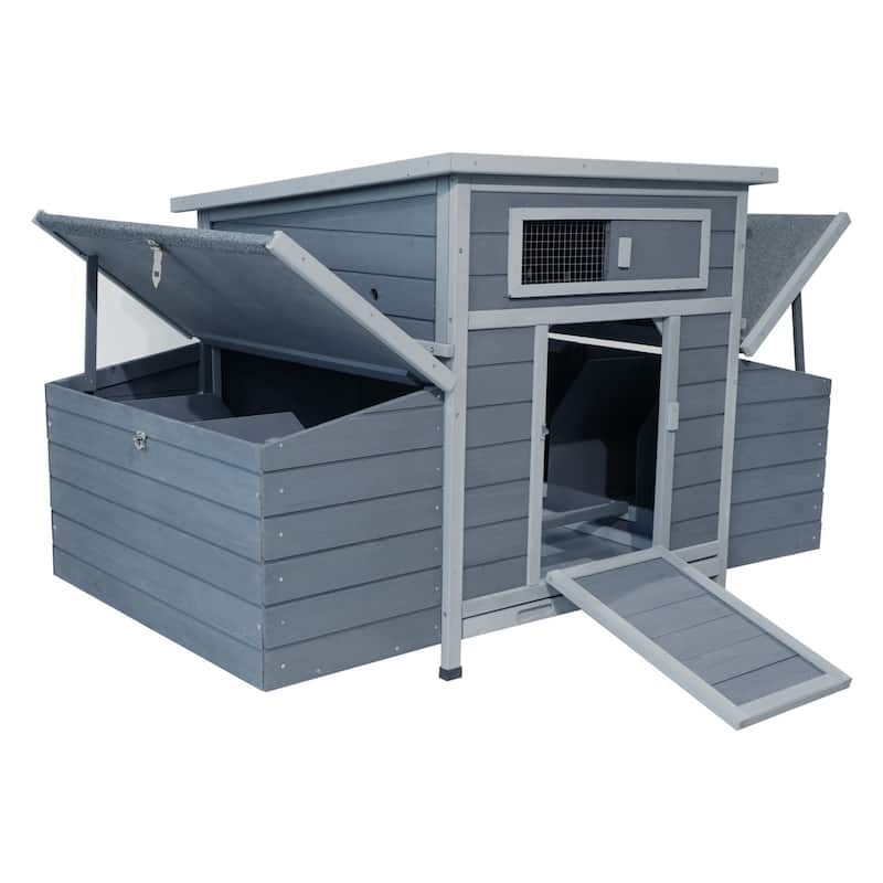 Large Wooden Chicken Coop Outdoor Hen House Poultry Cage for Outdoor with 2 Sides Nesting Boxes